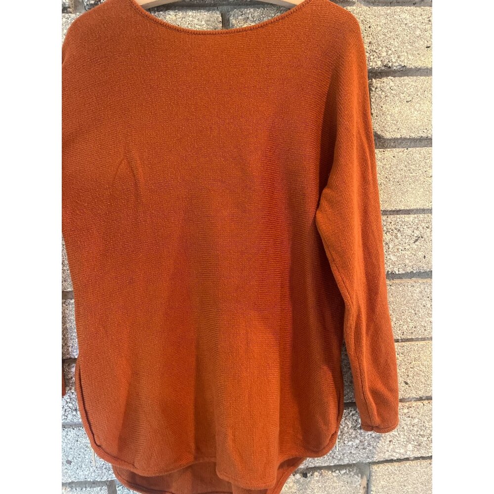 Rust Orange Long Sleeve Knit Sweater With Side Zippers
